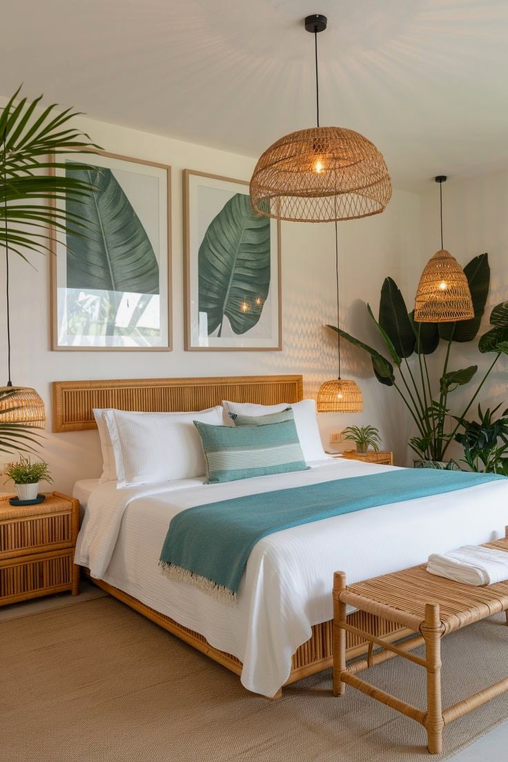 Chambre en rotin et matières naturelles